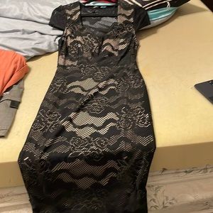 Black and gold tight dress